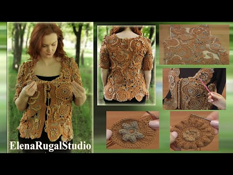 Видео: Кардиган крючком, демо мастер класса фриформа 98