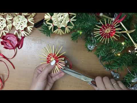 Видео: Новогодние поделки.Игрушки из соломки на елку