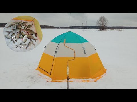 Видео: Пошла вода горячая.Зимняя рыбалка в палатке на леща.