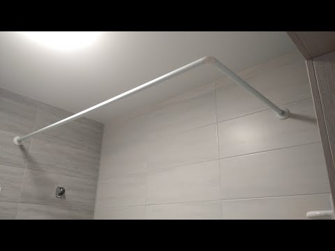 Видео: Угловая гардина-карниз для шторки в ванну: установить надежно = спать спокойно ✓