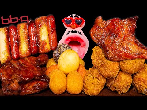 Видео: Курица барбекю по-ямайски, жареная курица и острая куриная лапша! ASMR Mukbang Eating Show!