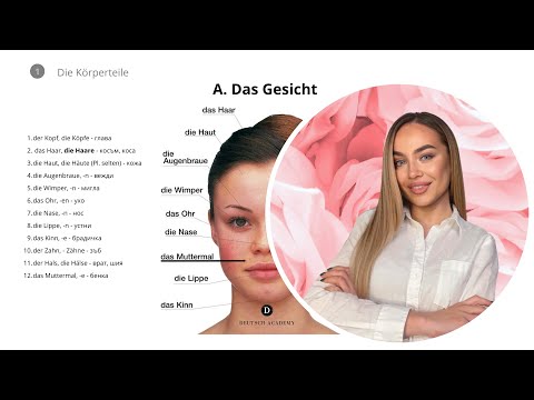 Видео: Das Gesicht - Лексика и упражнение в Dativ.  (Немски език А1-А2) | Deutsch Academy