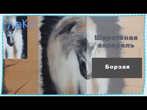 Видео: Картина из шерсти. Шерстяная акварель. Борзая.