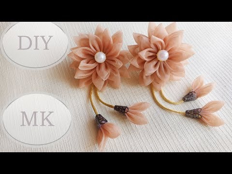 Видео: Резинки для волос из остатков тюли МК 🌺 DIY Scrunchy with Kanzashi flowers 🌺