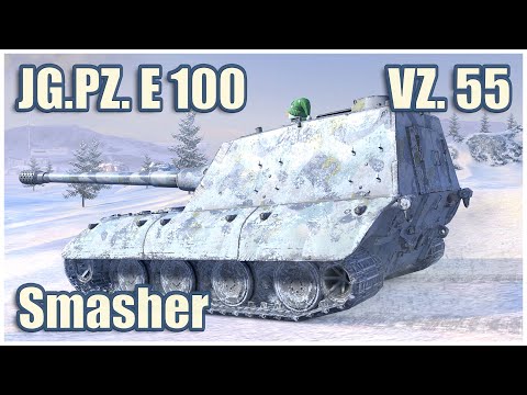 Видео: Крушитель, Vz. 55 & Jg.Pz. E 100 • WoT Blitz Gameplay