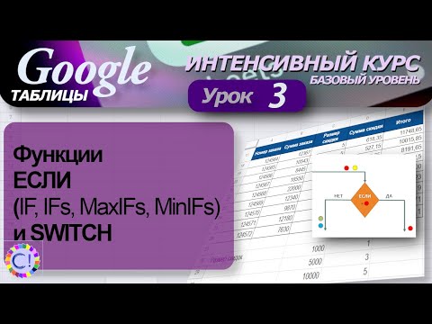 Видео: Функции ЕСЛИ (IF, IFs, MaxIFs, MinIFs) и SWITCH . Интенсивный курс "Гугл таблицы" урок 3