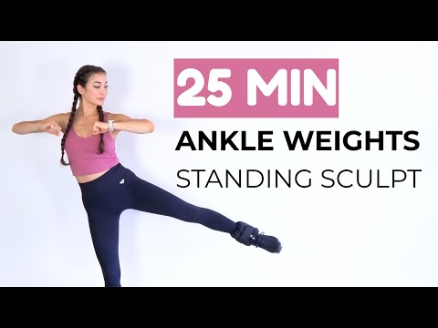 Видео: 25 минут для стройных и подтянутых ног с утяжелителями для лодыжек | Тренировка стоя для ягодиц, ...