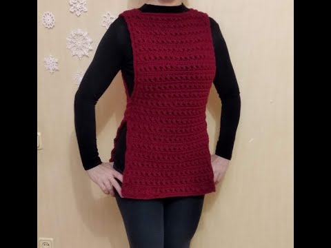 Видео: Жилетка крючком на шнуровке . Основа. Часть 2