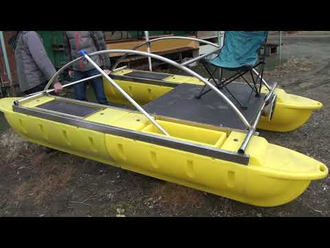 Видео: Тест поплавков  для катамаранов, понтонов, плотов. Первый спуск на воду.Paddle boats from MARINA-M.