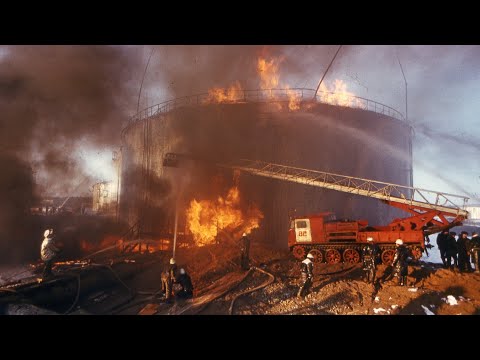 Видео: Тушение пожара в резервуарном парке Киришинефтеоргсинтез 18-21 марта 1986