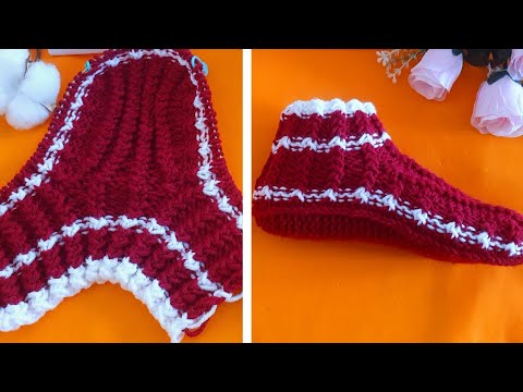 Видео: Простые следки спицами. Подошва 24 см.