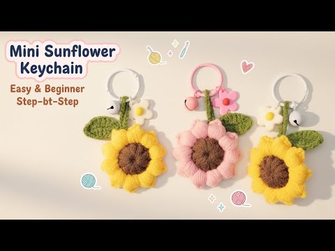 Видео: Вязаный мини-брелок "Подсолнух" | Легкий пошаговый урок для начинающих