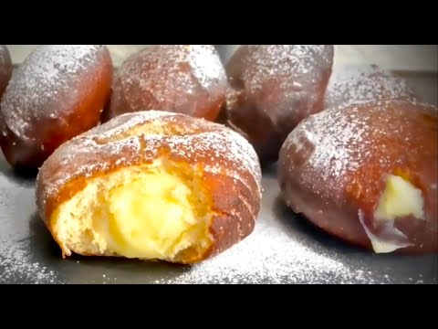 Видео: ПОНЧИКИ с начинкой из тающего во рту крема Домашний рецепт👀🥯🍦🥚🍩