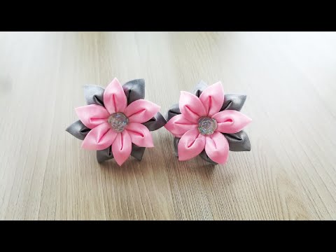 Видео: Самый простой цветок Канзаши из атласной ленты 5 см для начинающих