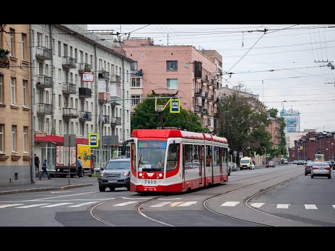 Видео: Трамвай 10 "Малая Охта" - "улица Передовиков" (временная трасса)