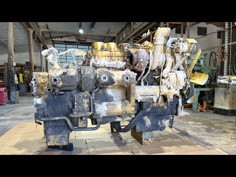 Видео: Разборка дизельного двигателя Caterpillar 3406E и гидротрансформатора — 40-тонный карьерный самосвал
