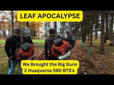 Видео: Мы используем две воздуходувки Husqvarna 590 BTS для борьбы с Лифагеддоном.