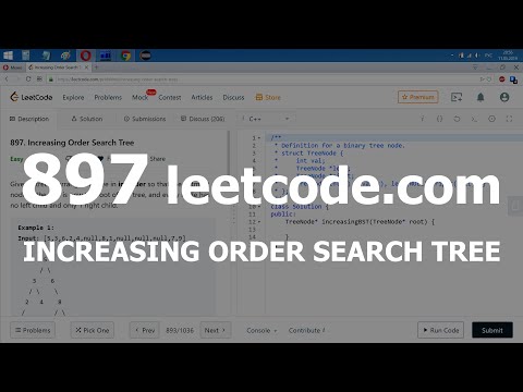 Видео: Разбор задачи 897 leetcode.com Increasing Order Search Tree. Решение на C++
