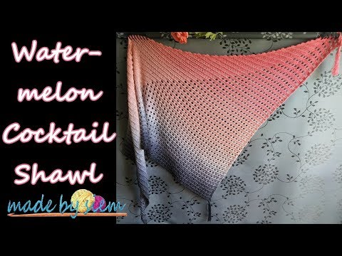 Видео: Шаль «Арбузный коктейль» — асимметричная — вязание крючком — мастер-класс — английский