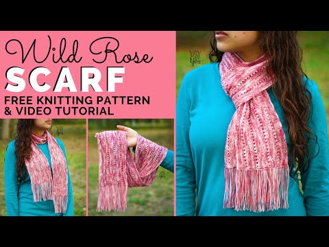 Видео: Шарф «Дикая роза» – проект по вязанию носочной пряжи из одного мотка – бесплатная схема от Yay Fo...