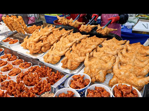 Видео: Мастер жареной курицы популярен на традиционном рынке - Корейская уличная еда