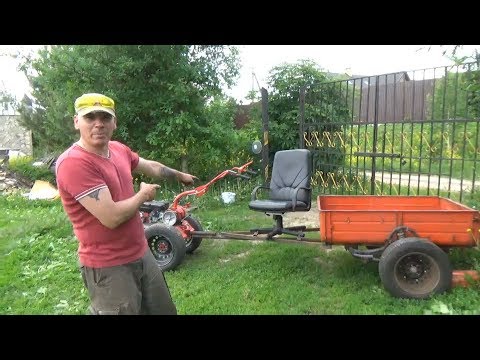 Видео: Автомобильный прицеп к мотоблоку🛴 класса лимузин 😁😁😁