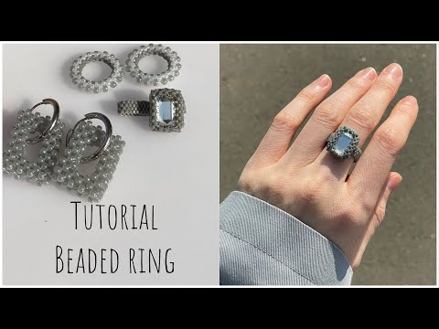 Видео: Оплетаем прямоугольный кристалл с плоским основанием 14*10 m. Кольцо с кристаллом. ring with crystal