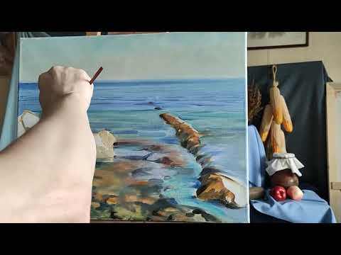 Видео: МАУ "МКДЦ" Занятие по живописи. Этюд "Море. Камни. Штиль"