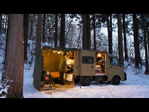 Видео: Зимний лагерь −7℃ BASE CAMP Одиночный кемпинг Расслабляющие звуки природы ASMR
