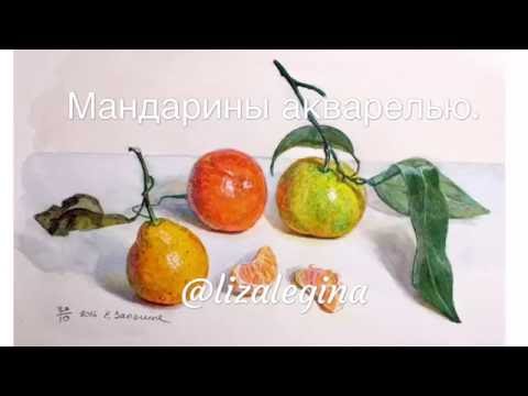 Видео: Как написать мандарины акварелью с натуры