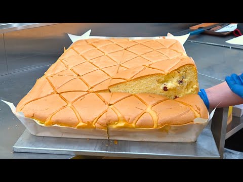 Видео: Супергигантский пушистый тягучий свежеиспеченный тайваньский бисквит