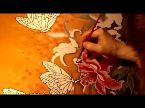 Видео: Seidenmalerei von Svetlana Salitan. Silk art. Батик. Pintura en seda, ציור משי , 絹の絵画