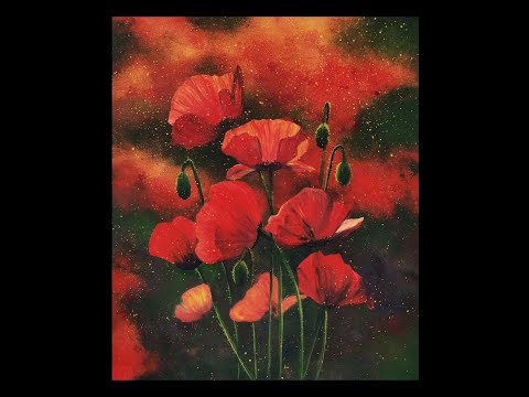 Видео: Мастер-класс по живописи. Цветы.Как нарисовать маки. Рисуем гуашью. (Короткая версия)