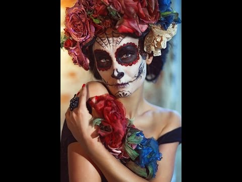 Видео: Sugar Skull Catrina Halloween Makeup Сахарный череп макияж на Хеллоуин