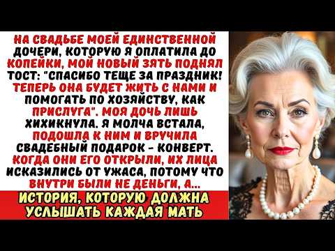 Видео: На свадьбе дочери зять сказал: "Теперь твоя мать - прислуга". Я молча подала им конверт...
