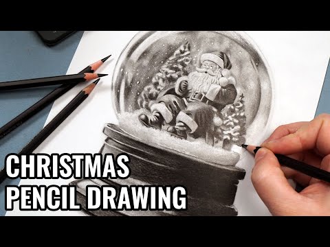Видео: Как нарисовать снежный шар графитовыми карандашами | Рождественский урок