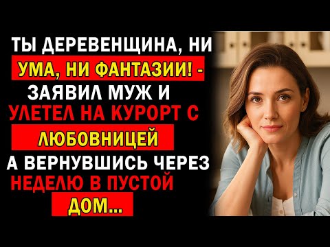 Видео: ТЫ ДЕРЕВЕНЩИНА, НИ УМА, НИ ФАНТАЗИИ! - ЗАЯВИЛ МУЖ И УЛЕТЕЛ С ЛЮБОВНИЦЕЙ… А ВЕРНУВШИСЬ В ПУСТОЙ ДОМ…