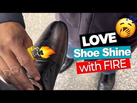 Видео: ЗЕРКАЛО с ОГНЕМ 🔥🔥 ASMR Shoe Shine Street on Fashion Black SHOES #shoeshine #asmr