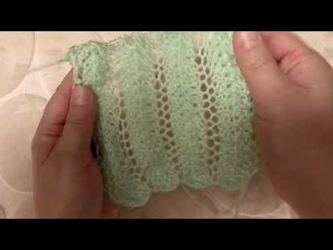 Видео: Узор спицами два ряда. Вертикальные ажурные полоски /3