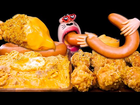 Видео: BHC Kwak’s King, паста Mala Rosé, колбаса Kielbasa! 🍝 ASMR Mukbang Eating Show :)