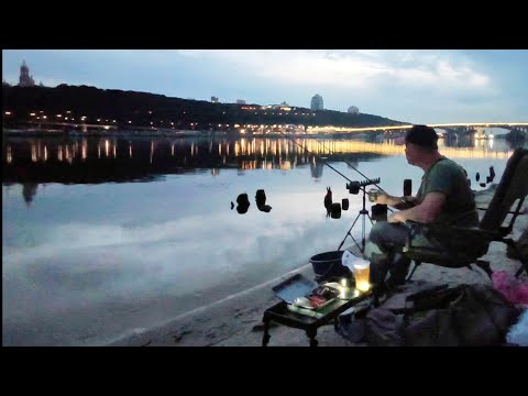Видео: Ночная фидерная рыбалка с комфортом, Гидропарк, Киев,пляж. 