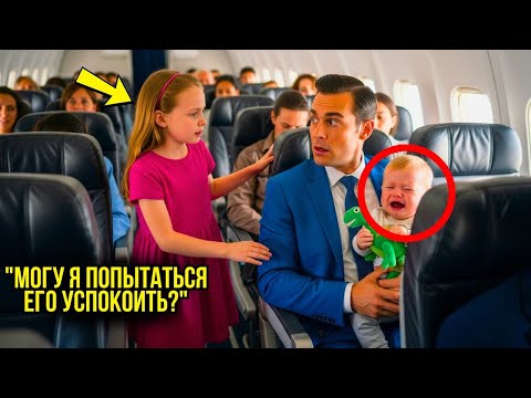 Видео: Сын миллионера не переставал плакать в самолёте, пока бедная девочка не помогла!