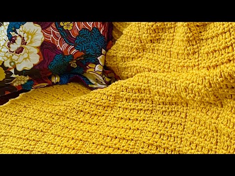 Видео: Подсолнух, ребристый V-образный шов, вязаное крючком одеяло, Caron One Pound