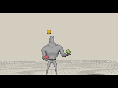 Видео: Как сделать цикл анимации жонглирования 3 мячами. работа с OverRig script