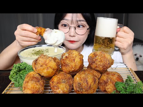 Видео: Хрустящая курица со сливочным соусом🍗🍺Mukbang ASMR