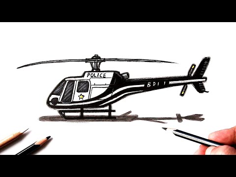 Видео: Как нарисовать Полицейский вертолёт | Уроки рисования