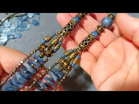 Видео: Как сделать необычное колье с кианитом и пиритом. #Beebeecraft #кианит #пирит