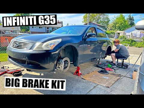 Видео: Установка ДЕШЁВОГО комплекта тормозов на наш седан Infiniti G35! (ПРЕДСТАВЛЯЕМ НОВЫЕ КОЛЁСА!!)