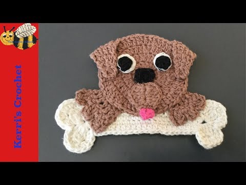 Видео: Урок вязания крючком Appliqué - Как сделать собаку крючком с костью