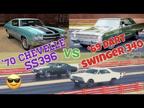 Видео: Chevelle SS396 1970 года против Dart Swinger 340 1969 года — ЧИСТЫЙ СТАНДАРТНЫЙ ДРЭГ-РЕЙС + истор...